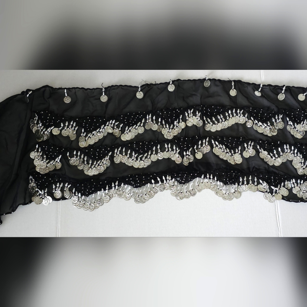 Black and Silver coins Belly Dancing Wrap L 52 x H 13
